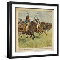 Napoleonic Wars, Joachim Murat Charging at the Head of His Cavalry-Louis Bombled-Framed Art Print