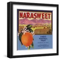 Narasweet Brand - Naranjo, California - Citrus Crate Label-Lantern Press-Framed Art Print