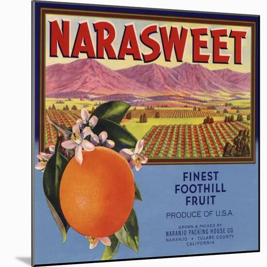 Narasweet Brand - Naranjo, California - Citrus Crate Label-Lantern Press-Mounted Art Print