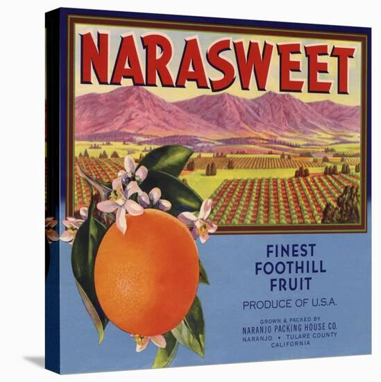 Narasweet Brand - Naranjo, California - Citrus Crate Label-Lantern Press-Stretched Canvas