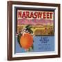 Narasweet Brand - Naranjo, California - Citrus Crate Label-Lantern Press-Framed Art Print