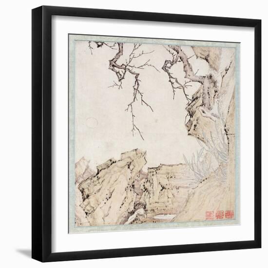 Narcissus, Plum Tree and Landscape-Lu Zhi-Framed Giclee Print