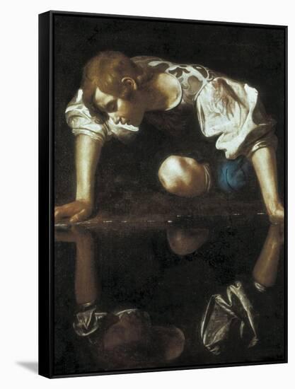 Narcissus-Caravaggio-Framed Stretched Canvas