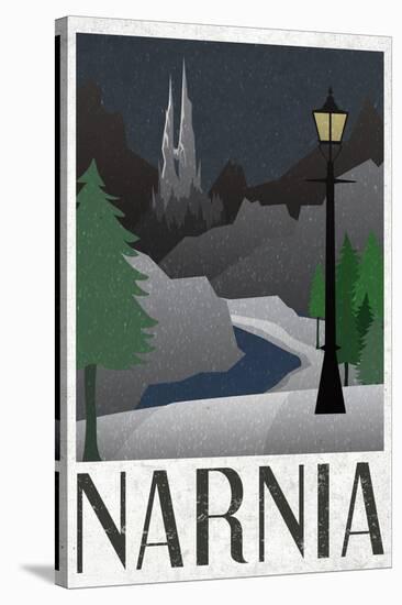 Narnia Retro Travel Poster-null-Stretched Canvas