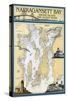 Narragansett Bay, Rhode Island Nautical Chart-Lantern Press-Stretched Canvas