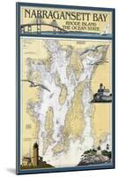 Narragansett Bay, Rhode Island Nautical Chart-Lantern Press-Mounted Art Print