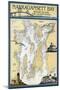 Narragansett Bay, Rhode Island Nautical Chart-Lantern Press-Mounted Art Print