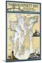 Narragansett Bay, Rhode Island Nautical Chart-Lantern Press-Mounted Art Print