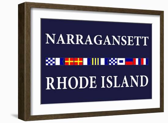 Narragansett, Rhode Island - Nautical Flags-Lantern Press-Framed Art Print