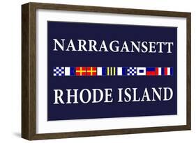 Narragansett, Rhode Island - Nautical Flags-Lantern Press-Framed Art Print