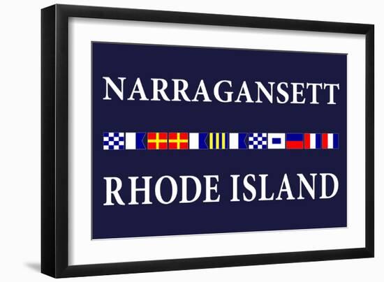 Narragansett, Rhode Island - Nautical Flags-Lantern Press-Framed Art Print