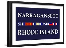 Narragansett, Rhode Island - Nautical Flags-Lantern Press-Framed Art Print