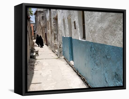 Narrow Alley With Moslem Women, Old Town, Lamu Island, Kenya, East Africa, Africa-null-Framed Stretched Canvas