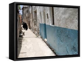 Narrow Alley With Moslem Women, Old Town, Lamu Island, Kenya, East Africa, Africa-null-Framed Stretched Canvas