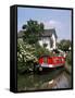 Narrow Boat and Lock, Aylesbury Arm of the Grand Union Canal, Buckinghamshire, England-Philip Craven-Framed Stretched Canvas