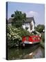 Narrow Boat and Lock, Aylesbury Arm of the Grand Union Canal, Buckinghamshire, England-Philip Craven-Stretched Canvas