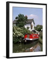 Narrow Boat and Lock, Aylesbury Arm of the Grand Union Canal, Buckinghamshire, England-Philip Craven-Framed Photographic Print