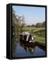 Narrow Boat Moored Waiting to Enter Craft Lock, Sutton Green, Surrey, England-Pearl Bucknall-Framed Stretched Canvas