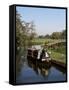 Narrow Boat Moored Waiting to Enter Craft Lock, Sutton Green, Surrey, England-Pearl Bucknall-Framed Stretched Canvas