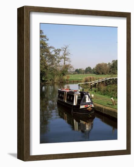 Narrow Boat Moored Waiting to Enter Craft Lock, Sutton Green, Surrey, England-Pearl Bucknall-Framed Photographic Print