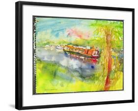 Narrow Boat on the River Lea-Brenda Brin Booker-Framed Giclee Print