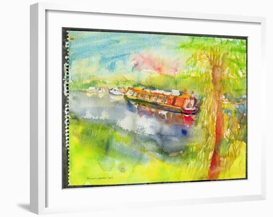 Narrow Boat on the River Lea-Brenda Brin Booker-Framed Giclee Print