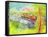 Narrow Boat on the River Lea-Brenda Brin Booker-Framed Stretched Canvas