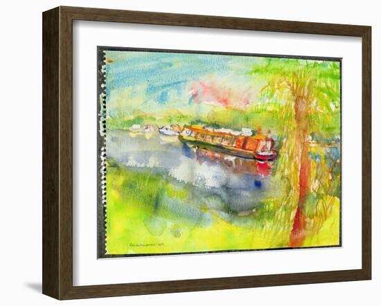 Narrow Boat on the River Lea-Brenda Brin Booker-Framed Giclee Print
