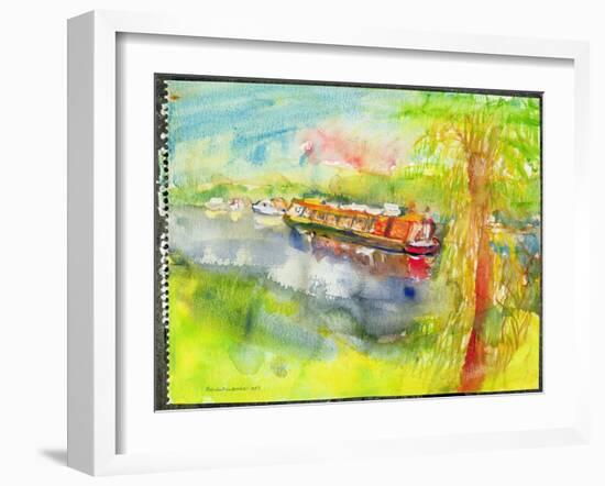 Narrow Boat on the River Lea-Brenda Brin Booker-Framed Giclee Print