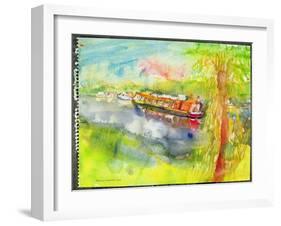 Narrow Boat on the River Lea-Brenda Brin Booker-Framed Giclee Print