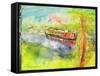 Narrow Boat on the River Lea-Brenda Brin Booker-Framed Stretched Canvas