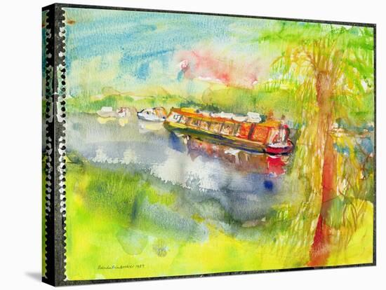 Narrow Boat on the River Lea-Brenda Brin Booker-Stretched Canvas