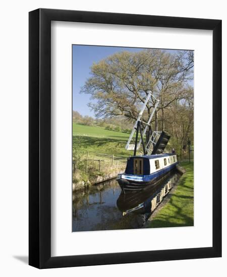 Narrow Boat Passing Through a Lift Bridge, Llangollen Canal, Wales, United Kingdom, Europe-Richard Maschmeyer-Framed Premium Photographic Print