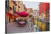 Narrow Canal among Old Colorful Brick Houses in Venice-Alan64-Stretched Canvas