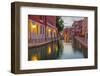 Narrow Canal among Old Colorful Brick Houses in Venice-Alan64-Framed Photographic Print