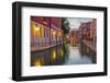 Narrow Canal among Old Colorful Brick Houses in Venice-Alan64-Framed Photographic Print