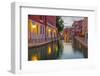 Narrow Canal among Old Colorful Brick Houses in Venice-Alan64-Framed Photographic Print