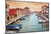 Narrow Canal among Old Colorful Houses on Island of Murano, near Venice in Italy.-Petr Jilek-Mounted Photographic Print