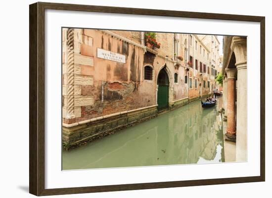 Narrow Canal and Gondola. Venice. Italy-Tom Norring-Framed Photographic Print