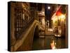 Narrow Canal in Venice at Night, Italy.  Ponte Dei Ferai-A_nella-Stretched Canvas