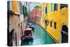 Narrow Canal with Boats in Venice, Italy-Zoom-zoom-Stretched Canvas