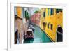 Narrow Canal with Boats in Venice, Italy-Zoom-zoom-Framed Photographic Print