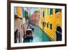 Narrow Canal with Boats in Venice, Italy-Zoom-zoom-Framed Photographic Print