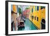 Narrow Canal with Boats in Venice, Italy-Zoom-zoom-Framed Photographic Print