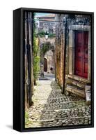 Narrow Cobblestone Sermoneta Italy-George Oze-Framed Stretched Canvas