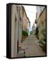 Narrow Cobblestone Street, Arles, Provence, France-Lisa S. Engelbrecht-Framed Stretched Canvas