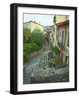 Narrow Cobblestone Street, Fishing Village, Collioure, Languedoc-Roussillon, France-Per Karlsson-Framed Photographic Print