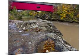 Narrow Covered Bridge over Sugar Creek in Parke County, Indiana, USA-Chuck Haney-Mounted Photographic Print