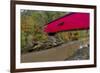 Narrow Covered Bridge over Sugar Creek in Parke County, Indiana, USA-Chuck Haney-Framed Photographic Print