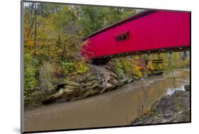 Narrow Covered Bridge over Sugar Creek in Parke County, Indiana, USA-Chuck Haney-Mounted Photographic Print